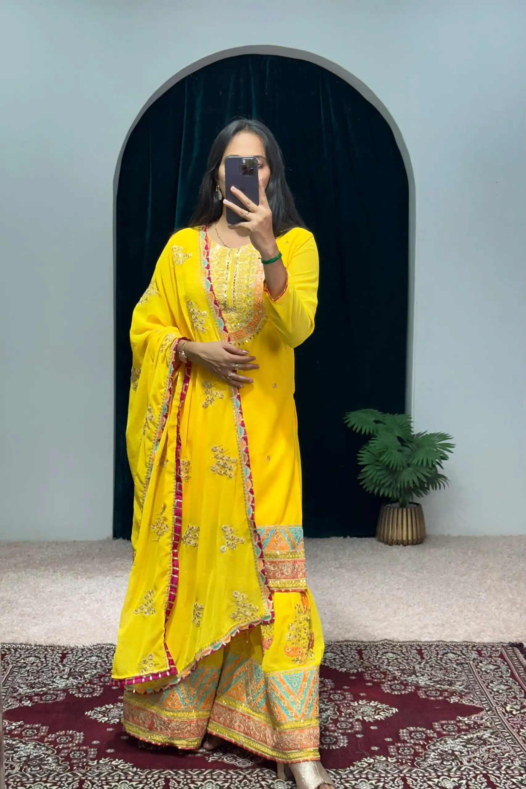 ST 1050 Yellow Color Georgette Embroidery Stone & Mirror Salwar Suit Casual, Wedding, Party, Festive, Events Etc. Expected Delivery 4-6 Working Days @2199/- | Jump Suits, Salwar suit, Designer Suits, Casual Suits, Creative suits, Palazzo Suits, Party Wear Suits, Patiala Suits, Straight Suits