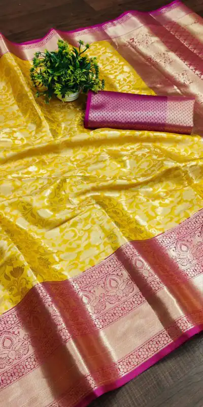 MB™️ 3235 Yellow Color Soft Organic Banarasi Silk Gold Zari Weaving Saree Casual, Party Wear, Festival, Events, . Expected Delivery 4-6 Working Days @1749 | Sarees, Bollywood Sarees, Creative Sarees, Designer Sarees, Embroidered Sarees, Ethnic Saree, Modern Digital sarees, Party Wear Sarees