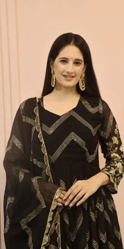  DC G51 Black Color Georgette Sequence Embroidery Gown Casual, Wedding, Party, Festive, Events Etc. Expected Delivery 4-6 Working Days @2099/- | Gowns, Bollywood Gowns, Creative Gowns, Designer Gowns, Embroidered Gowns, Party Wear Gowns