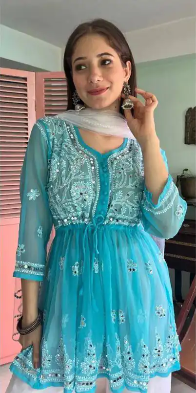 ST 70 Blue Color Georgette Embroidery Mirror Salwar Suit Casual, Wedding, Party, Festive, Events Etc. Expected Delivery 4-6 Working Days @1999/- | Jump Suits, Salwar suit, Designer Suits, Casual Suits, Creative suits, Palazzo Suits, Party Wear Suits, Patiala Suits, Straight Suits