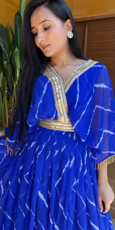 Ram 006 Royal Blue Color Fox Georgette Embroidery Lace Work Gown Casual, Wedding, Party, Festive, Events Etc. Expected Delivery 4-6 Working Days @1949/- | Gowns, Bollywood Gowns, Creative Gowns, Designer Gowns, Embroidered Gowns, Party Wear Gowns