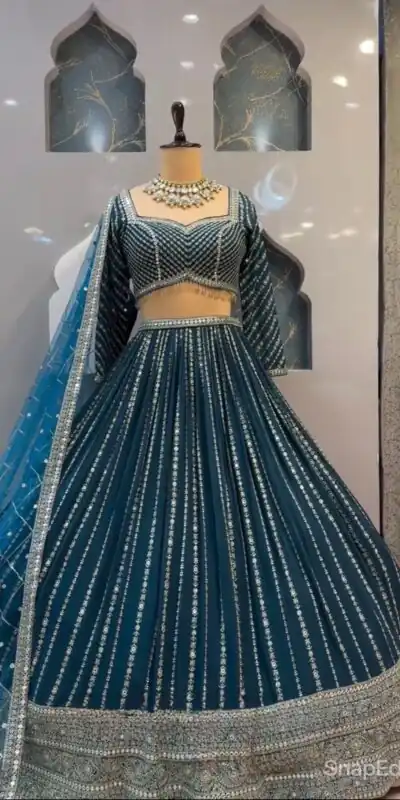 NF 1206 Royal Blue Color Georgette Multi Needle Work Lehenga Choli Casual, Party Wedding, Festive, Events Etc. Delivery  4-6 Working Days 2149/- | Lehenga, Bollywood Lehenga, Creative Lehenga, Designer Lehenga, Embroidered Lehenga, Party Wear Lehenga