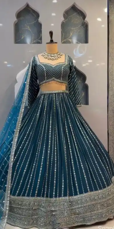 NF 1206 Royal Blue Color Georgette Multi Needle Work Lehenga Choli Casual, Party Wedding, Festive, Events Etc. Delivery  4-6 Working Days 2149/- | Lehenga, Bollywood Lehenga, Creative Lehenga, Designer Lehenga, Embroidered Lehenga, Party Wear Lehenga