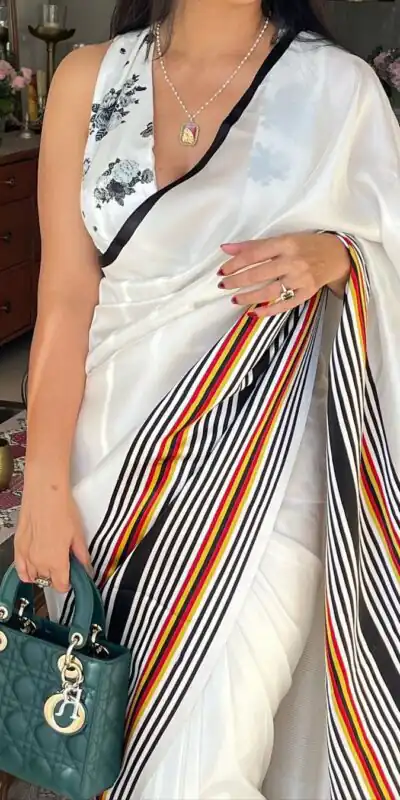 JM CLASS White Color Satin Silk Blouse Digital Print Saree, Party Wear, Events, Festivals Expected Delivery 4-6 Working Days 1549/- | Sarees, Bollywood Sarees, Creative Sarees, Designer Sarees, Embroidered Sarees, Ethnic Saree, Modern Digital sarees, Party Wear Sarees