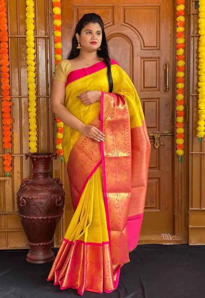 KP 4005 Yellow Color Soft Lichi Silk Jacquard On All Over Saree Casual, Party Wear, Wedding, Events Etc. Expected Delivery 4-6 Working Days @1449/- | Sarees, Bollywood Sarees, Creative Sarees, Designer Sarees, Embroidered Sarees, Ethnic Saree, Modern Digital sarees, Party Wear Sarees