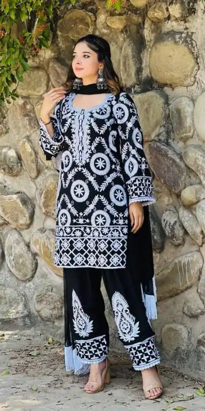 RTC 5624 Black Color Foix Georgette Chine Stitched Salwar Suit Wedding, Party, Festive, Events Etc. Expected Delivery 4-6 Working Days @2149/- | Jump Suits, Salwar suit, Designer Suits, Casual Suits, Creative suits, Palazzo Suits, Party Wear Suits, Patiala Suits, Straight Suits