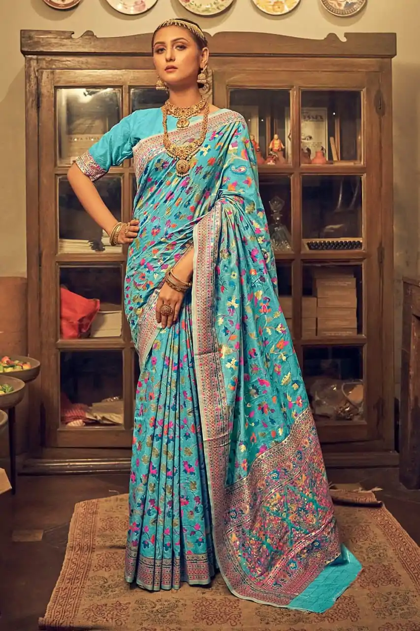 DDF 502 Blue Color Kashmiri Running Thread Zari Work Saree Casual, Party Wear, Events, Festivals Etc. Expected Delivery 4-6 Working Days 2399/- | Sarees, Bollywood Sarees, Creative Sarees, Designer Sarees, Embroidered Sarees, Ethnic Saree, Modern Digital sarees, Party Wear Sarees