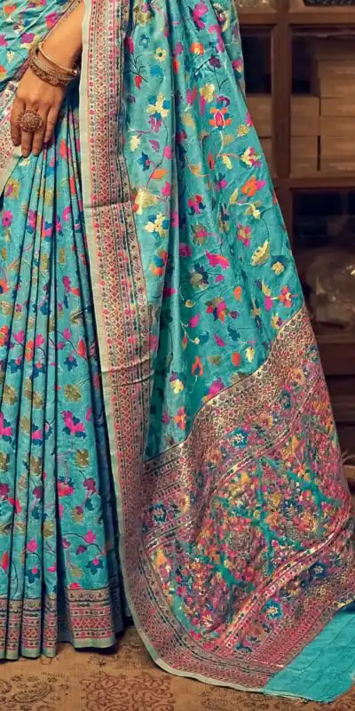 DDF 502 Blue Color Kashmiri Running Thread Zari Work Saree Casual, Party Wear, Events, Festivals Etc. Expected Delivery 4-6 Working Days 2399/- | Sarees, Bollywood Sarees, Creative Sarees, Designer Sarees, Embroidered Sarees, Ethnic Saree, Modern Digital sarees, Party Wear Sarees