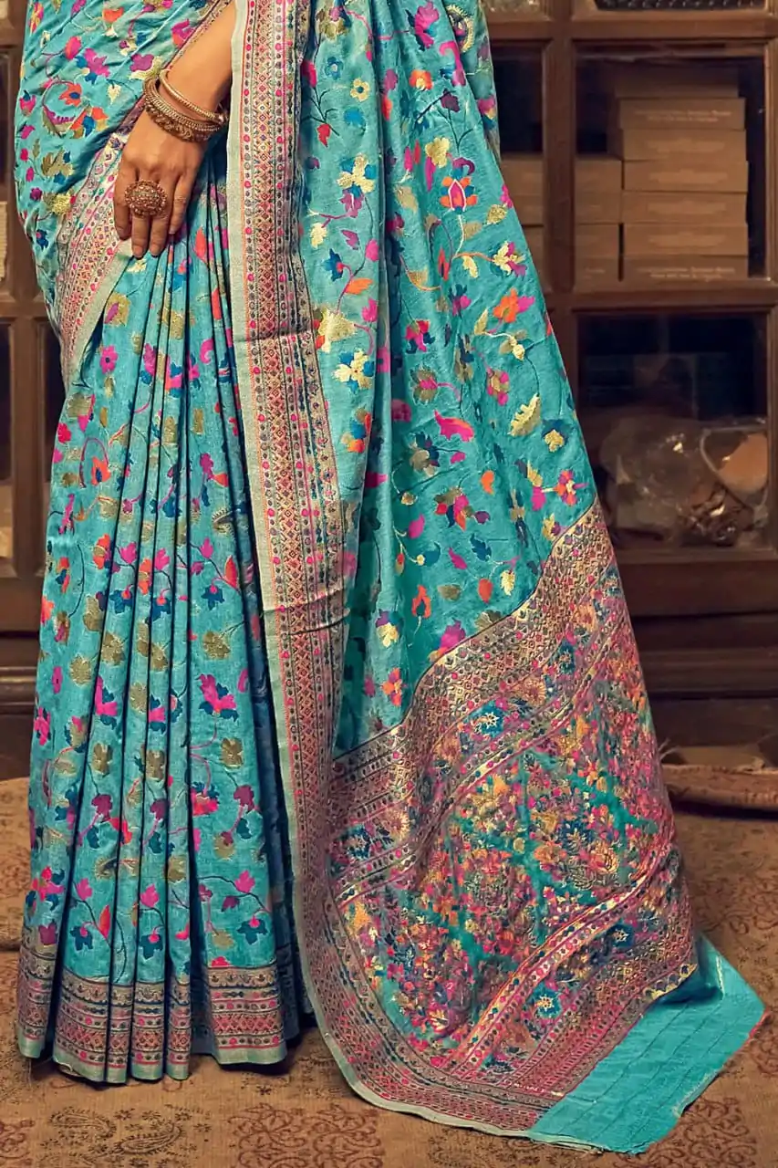 DDF 502 Blue Color Kashmiri Running Thread Zari Work Saree Casual, Party Wear, Events, Festivals Etc. Expected Delivery 4-6 Working Days 2399/- | Sarees, Bollywood Sarees, Creative Sarees, Designer Sarees, Embroidered Sarees, Ethnic Saree, Modern Digital sarees, Party Wear Sarees