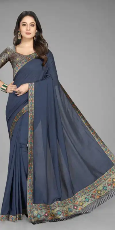 DDH Blue Color Vichitra Silk Rich Pallu Jacquard Border Saree Events Casual, Wedding, Festive, Events Etc. Expected Delivery  4-6 Working Days @1549/- | Sarees, Bollywood Sarees, Creative Sarees, Designer Sarees, Embroidered Sarees, Ethnic Saree, Modern Digital sarees, Party Wear Sarees