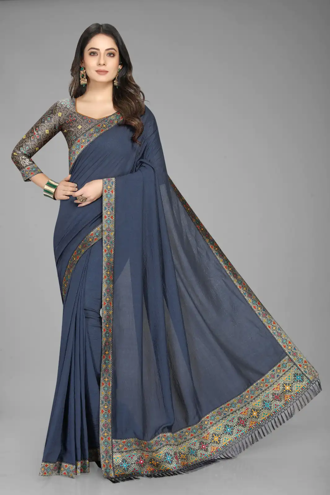 DDH Blue Color Vichitra Silk Rich Pallu Jacquard Border Saree Events Casual, Wedding, Festive, Events Etc. Expected Delivery  4-6 Working Days @1549/- | Sarees, Bollywood Sarees, Creative Sarees, Designer Sarees, Embroidered Sarees, Ethnic Saree, Modern Digital sarees, Party Wear Sarees