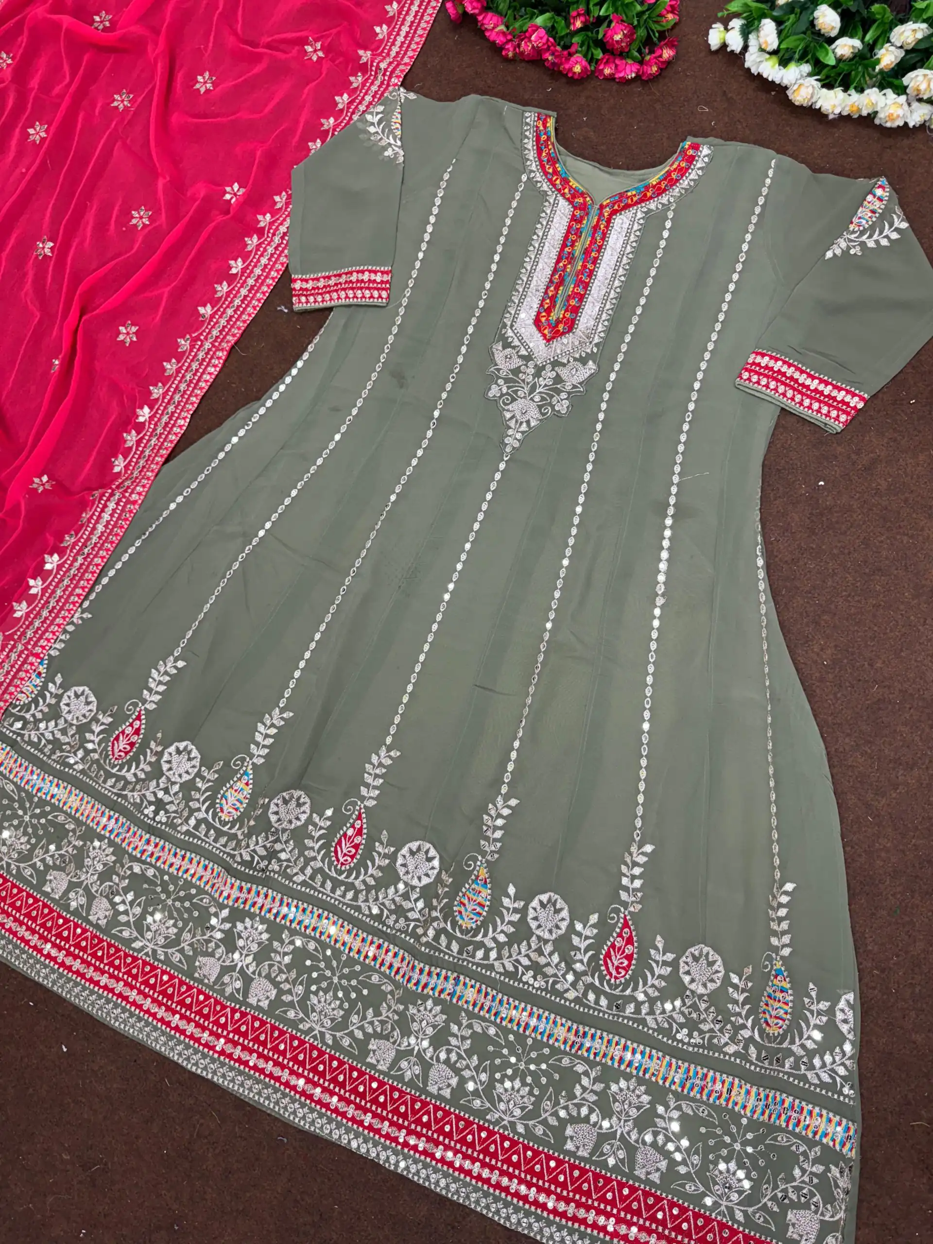 KF 1638 Grey Color Georgette Embroidered Sequence Salwar Suit Wedding, Party, Festive, Events Etc.  Expected Delivery 4-6 Working Days @2199/-Only | Salwar suit, Designer Suits, Casual Suits, Creative suits, Palazzo Suits, Party Wear Suits, Straight Suits