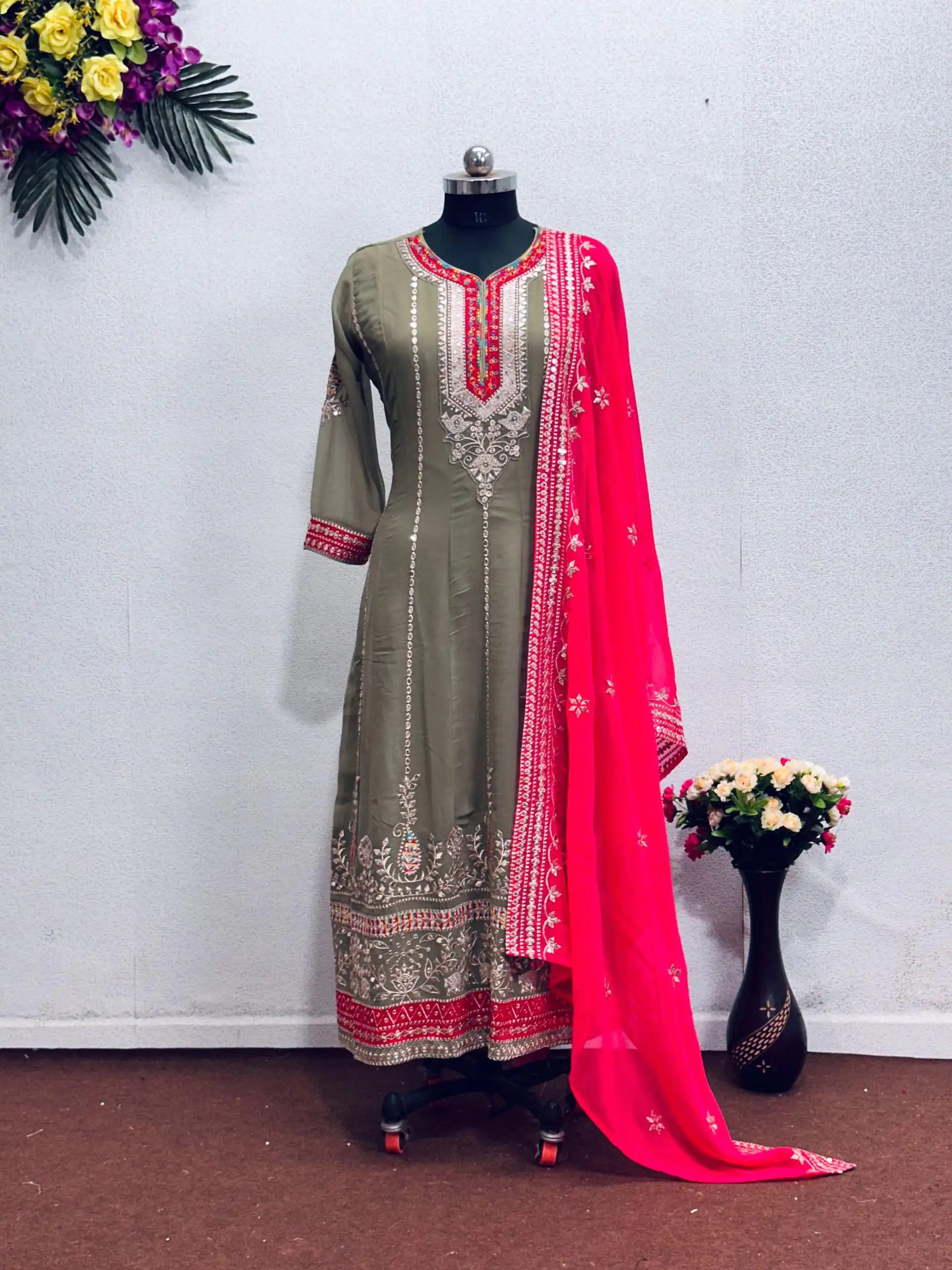 KF 1638 Grey Color Georgette Embroidered Sequence Salwar Suit Wedding, Party, Festive, Events Etc.  Expected Delivery 4-6 Working Days @2199/-Only | Salwar suit, Designer Suits, Casual Suits, Creative suits, Palazzo Suits, Party Wear Suits, Straight Suits