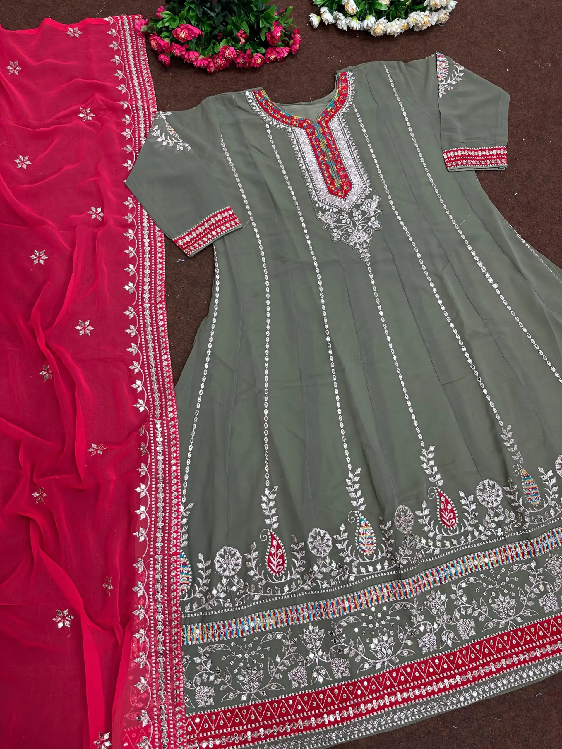 KF 1638 Grey Color Georgette Embroidered Sequence Salwar Suit Wedding, Party, Festive, Events Etc.  Expected Delivery 4-6 Working Days @2199/-Only | Salwar suit, Designer Suits, Casual Suits, Creative suits, Palazzo Suits, Party Wear Suits, Straight Suits