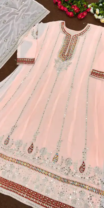 KF 1638 Light Peach Color Georgette Embroidered Sequence Salwar Suit Wedding, Party, Festive, Events Etc.  Expected Delivery 4-6 Working Days @2199/-Only | Salwar suit, Designer Suits, Casual Suits, Creative suits, Palazzo Suits, Party Wear Suits, Straight Suits