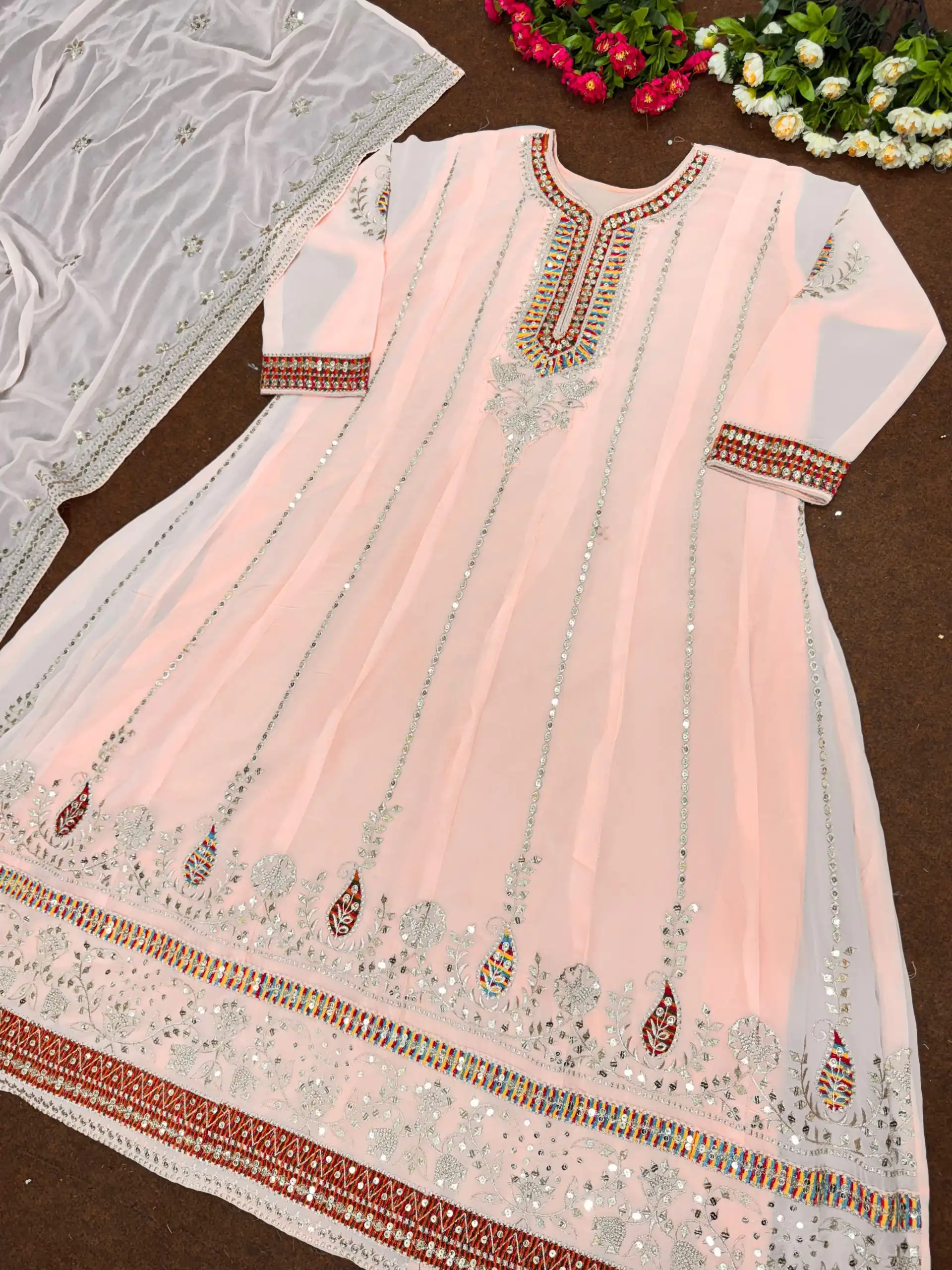 KF 1638 Light Peach Color Georgette Embroidered Sequence Salwar Suit Wedding, Party, Festive, Events Etc.  Expected Delivery 4-6 Working Days @2199/-Only | Salwar suit, Designer Suits, Casual Suits, Creative suits, Palazzo Suits, Party Wear Suits, Straight Suits
