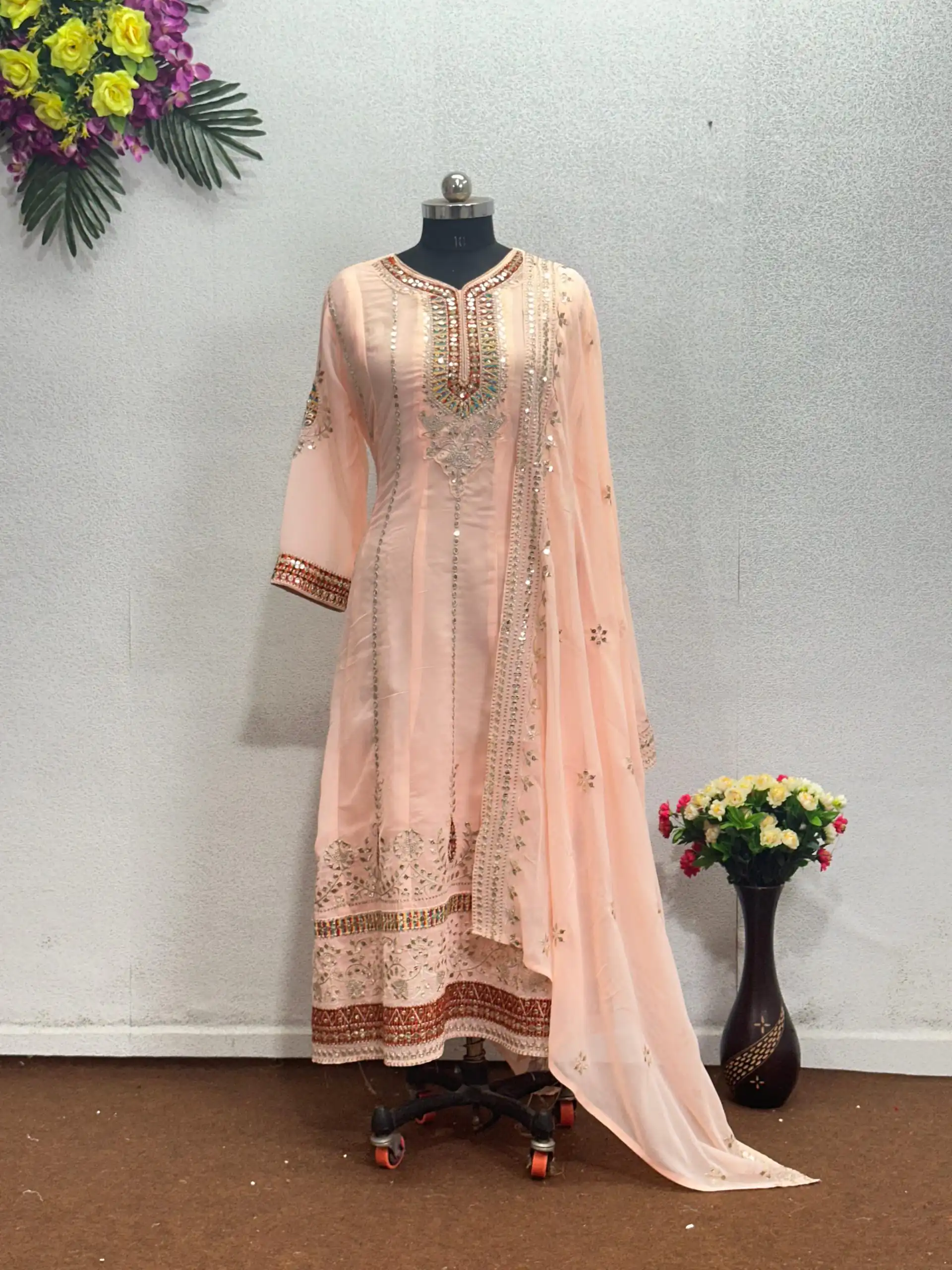 KF 1638 Light Peach Color Georgette Embroidered Sequence Salwar Suit Wedding, Party, Festive, Events Etc.  Expected Delivery 4-6 Working Days @2199/-Only | Salwar suit, Designer Suits, Casual Suits, Creative suits, Palazzo Suits, Party Wear Suits, Straight Suits