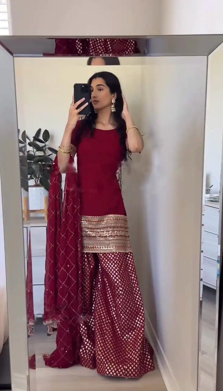SRK 5164 Maroon Color Georgette Embroidery Sequence Salwar Suit Wedding, Party, Festive, Events Expected Delivery 4-6 Working Days @ 2199/- | Salwar suit, Designer Suits, Casual Suits, Creative suits, Palazzo Suits, Party Wear Suits, Patiala Suits, Straight Suits