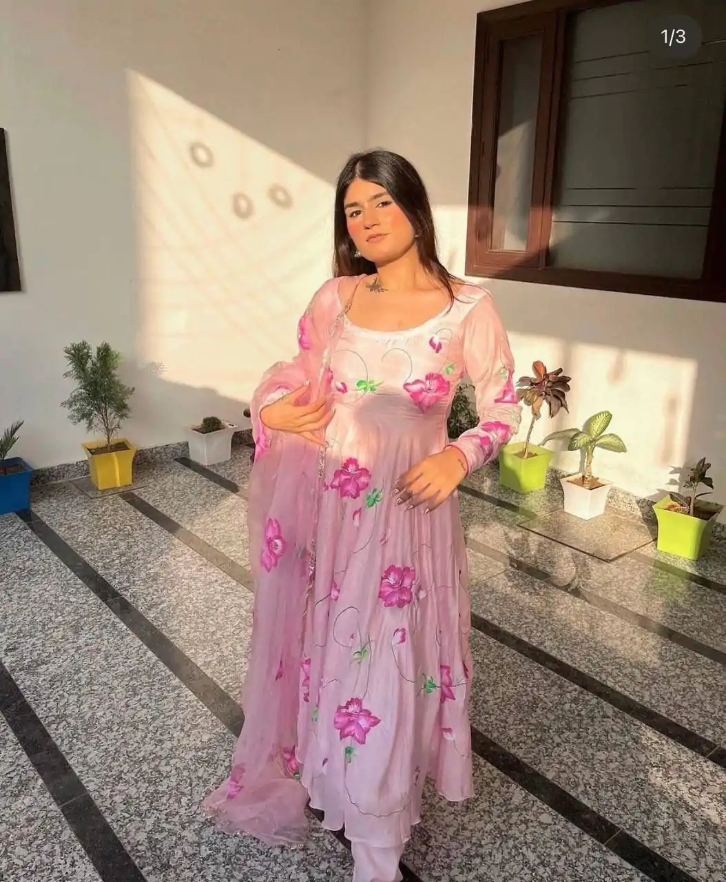 ST 1019 Pink Color Satin Georgette With Digital Print Anarkali Suit Casual, Wedding, Party, Festive, Events Etc. Expected Delivery 4-6 Working Days @1399/- | Anarkali Suits, Bollywood Anarkali, Creative-Anarkali, Designer Anarkali, Embroidered Anarkali, Party Wear Anarkali