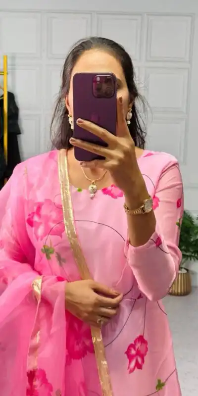 ST 1019 Pink Color Satin Georgette With Digital Print Anarkali Suit Casual, Wedding, Party, Festive, Events Etc. Expected Delivery 4-6 Working Days @1399/- | Anarkali Suits, Bollywood Anarkali, Creative-Anarkali, Designer Anarkali, Embroidered Anarkali, Party Wear Anarkali