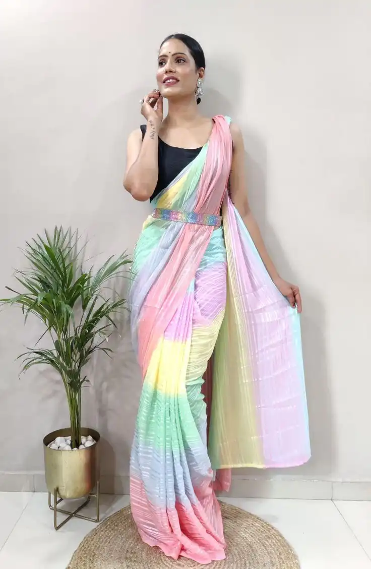 MS 441 Rainbow Color Chiffon Zari All Over Rainbow Shade Saree Casual, Party Wear, Wedding, Events, Etc. Expected Delivery 4-6 Working Days 1499/- | Sarees, Bollywood Sarees, Creative Sarees, Designer Sarees, Embroidered Sarees, Ethnic Saree, Modern Digital sarees, Party Wear Sarees