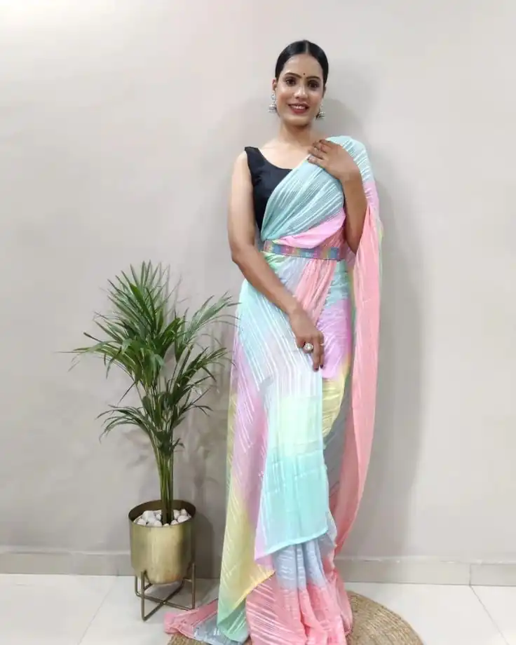 MS 441 Rainbow Color Chiffon Zari All Over Rainbow Shade Saree Casual, Party Wear, Wedding, Events, Etc. Expected Delivery 4-6 Working Days 1499/- | Sarees, Bollywood Sarees, Creative Sarees, Designer Sarees, Embroidered Sarees, Ethnic Saree, Modern Digital sarees, Party Wear Sarees