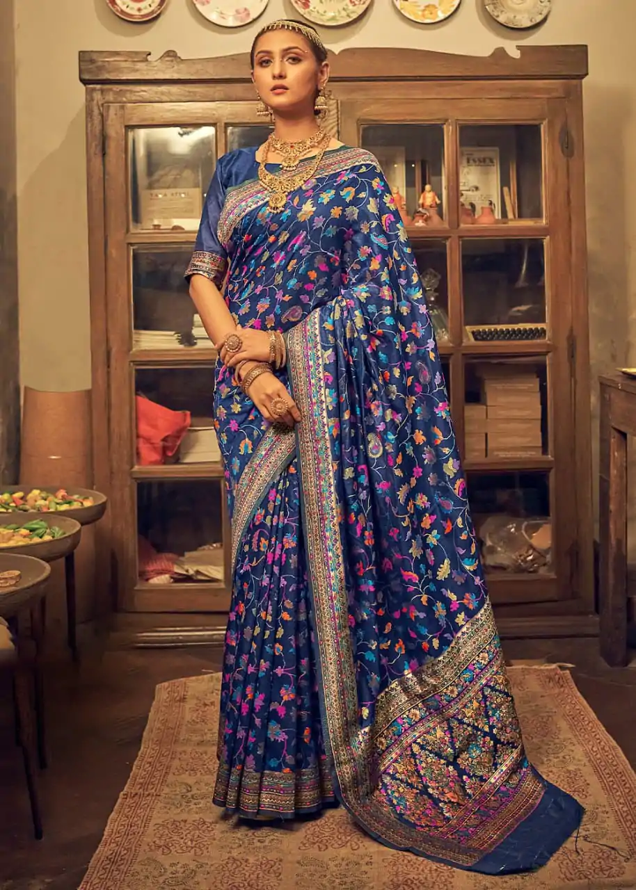 DDF 502 Royal Blue Color Kashmiri Running Thread Zari Work Saree Casual, Party Wear, Events, Festivals Etc. Expected Delivery 4-6 Working Days 2399/- | Sarees, Bollywood Sarees, Creative Sarees, Designer Sarees, Embroidered Sarees, Ethnic Saree, Modern Digital sarees, Party Wear Sarees