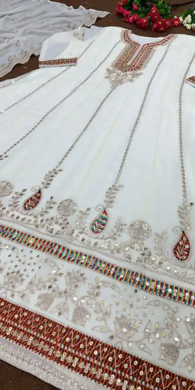 KF 1638 White Color Georgette Embroidered Sequence Salwar Suit Wedding, Party, Festive, Events Etc. Expected Delivery 4-6 Working Days @2199/-Only | Salwar suit, Designer Suits, Casual Suits, Creative suits, Palazzo Suits, Party Wear Suits, Straight Suits