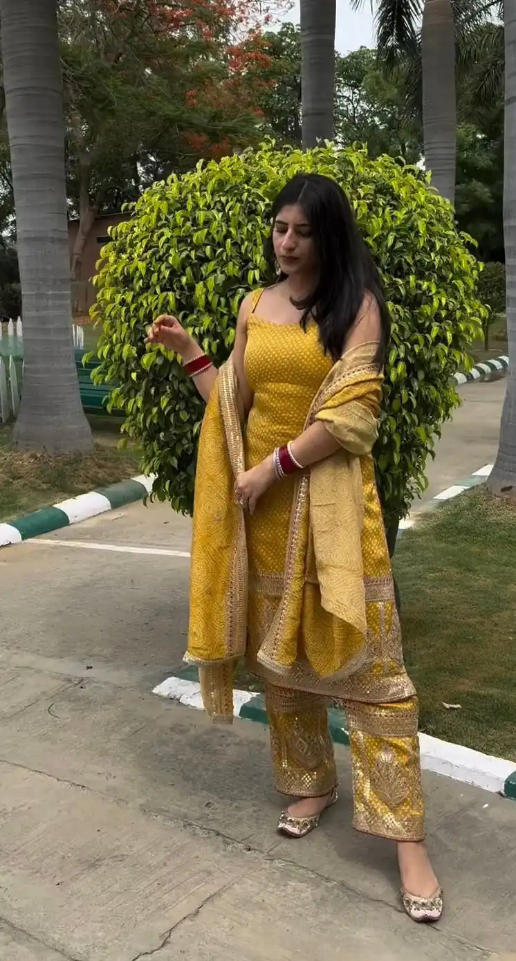 VLM 191 Yellow color Georgette Embroidery Digital Print Salwar Suit Casual, Wedding, Party, Festive, Events . Expected Delivery  4-6 Working Days @1999/- | Jump Suits, Salwar suit, Designer Suits, Casual Suits, Creative suits, Palazzo Suits, Party Wear Suits, Patiala Suits, Straight Suits