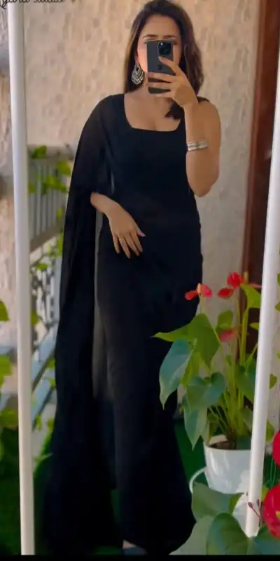   SC 271 Black Color Pure Soft Georgette Silk Design All Over Saree , Party Wear, Events, Festivals Expected Delivery 4-6 Working Days 1499/- | Sarees, Bollywood Sarees, Creative Sarees, Designer Sarees, Embroidered Sarees, Ethnic Saree, Modern Digital sarees, Party Wear Sarees