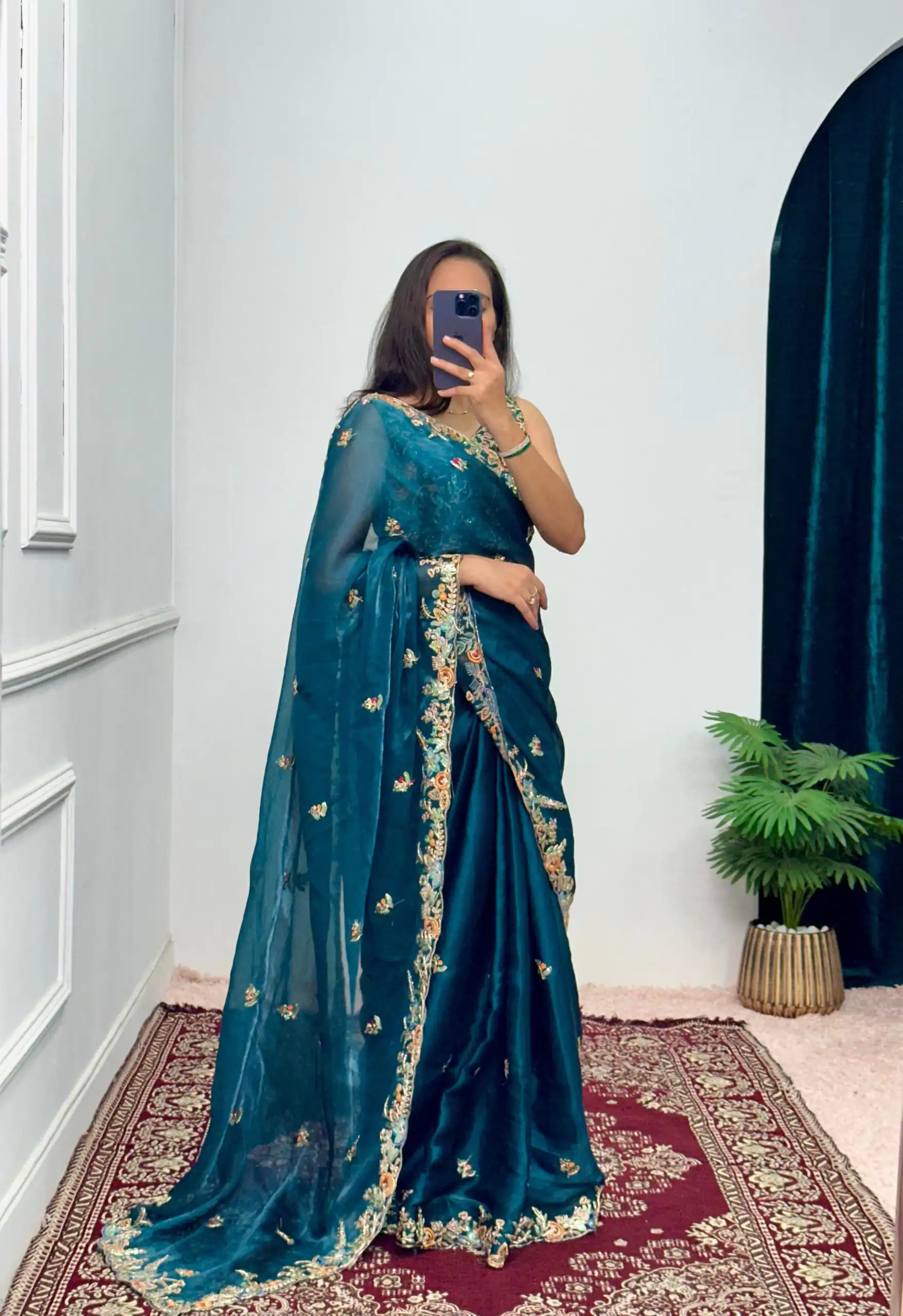 ST 472 Blue Color Burberry With Blooming Embroidery Saree Casual, Wedding, Party, Festive, Events Etc. Expected Delivery 4-6 Working Days @1999/- | Sarees, Bollywood Sarees, Creative Sarees, Designer Sarees, Embroidered Sarees, Ethnic Saree, Modern Digital sarees, Party Wear Sarees
