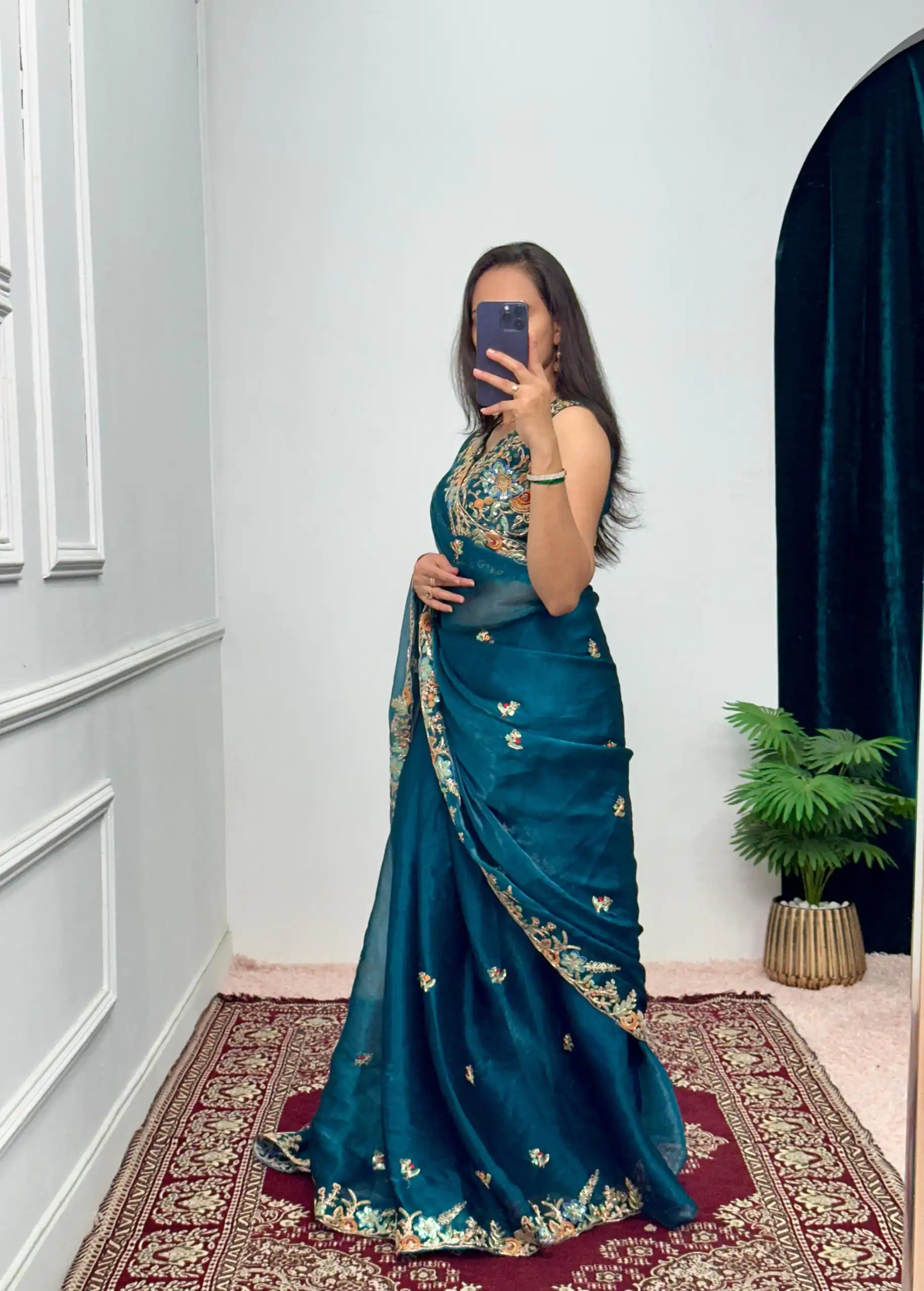 ST 472 Blue Color Burberry With Blooming Embroidery Saree Casual, Wedding, Party, Festive, Events Etc. Expected Delivery 4-6 Working Days @1999/- | Sarees, Bollywood Sarees, Creative Sarees, Designer Sarees, Embroidered Sarees, Ethnic Saree, Modern Digital sarees, Party Wear Sarees