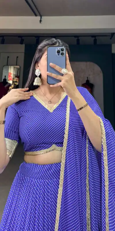 LNB 1212 Blue Color Georgette Print With Lace Border Lehenga Choli Festive Party Wedding, Events etc. Delivery 4-6 Working Days @2149/- | Lehenga, Bollywood Lehenga, Creative Lehenga, Designer Lehenga, Embroidered Lehenga, Party Wear Lehenga