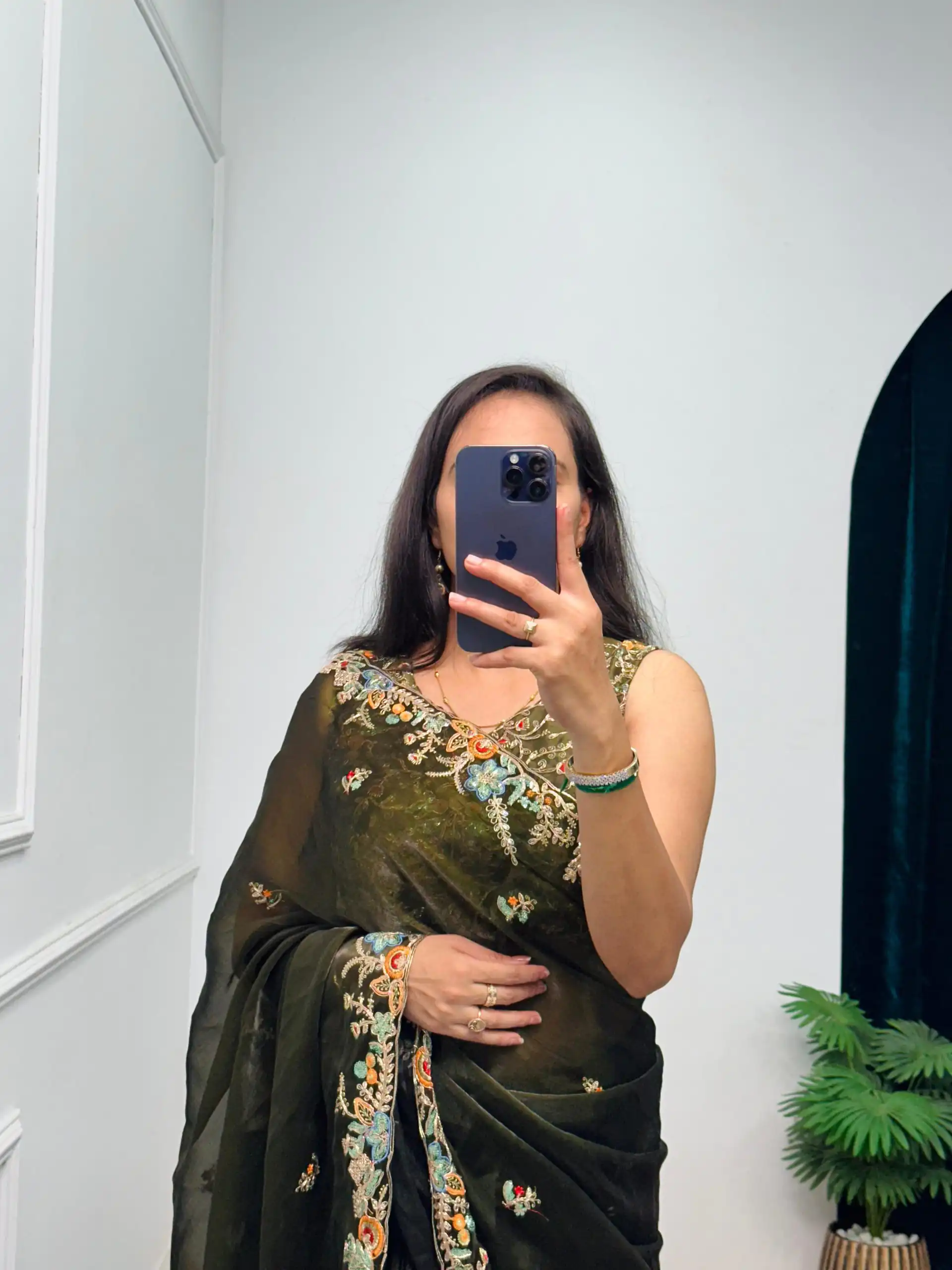 ST 472 Mehndi Color Burberry With Blooming Embroidery Saree Casual, Wedding, Party, Festive, Events Etc. Expected Delivery 4-6 Working Days @1999/- | Sarees, Bollywood Sarees, Creative Sarees, Designer Sarees, Embroidered Sarees, Ethnic Saree, Modern Digital sarees, Party Wear Sarees