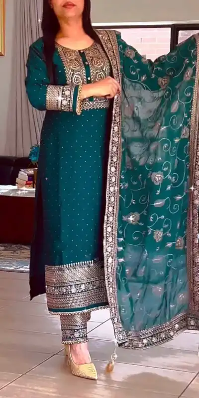 SRK 5165 Peacock Green Color Georgette Embroidery Salwar Suit Wedding, Party, Festive, Events Expected Delivery 4-6 Working Days @ 2399/- | Salwar suit, Designer Suits, Casual Suits, Creative suits, Palazzo Suits, Party Wear Suits, Patiala Suits, Straight Suits