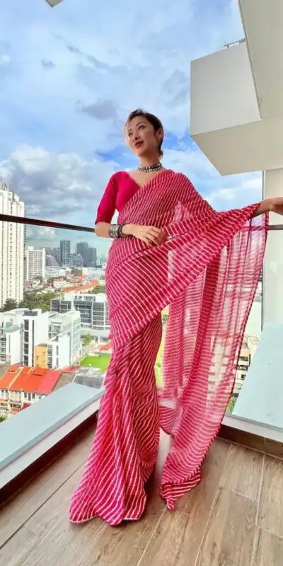 KP 356 Pink Color Georgette Sequence Crochet Laheriya Printed Work Saree Casual, Party Wear, Wedding, Events Etc. Expected Delivery 4-6 Working Days @1599/- | Sarees, Bollywood Sarees, Creative Sarees, Designer Sarees, Embroidered Sarees, Ethnic Saree, Modern Digital sarees, Party Wear Sarees