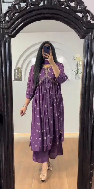 LG 1838 Purple Color Chinon Printed And Sequence Embroidery Salwar Suit Casual, Wedding, Festive, Events Expected Delivery 4-6 Working Days @1799/- | Jump Suits, Salwar suit, Designer Suits, Casual Suits, Creative suits, Palazzo Suits, Party Wear Suits, Patiala Suits, Straight Suits