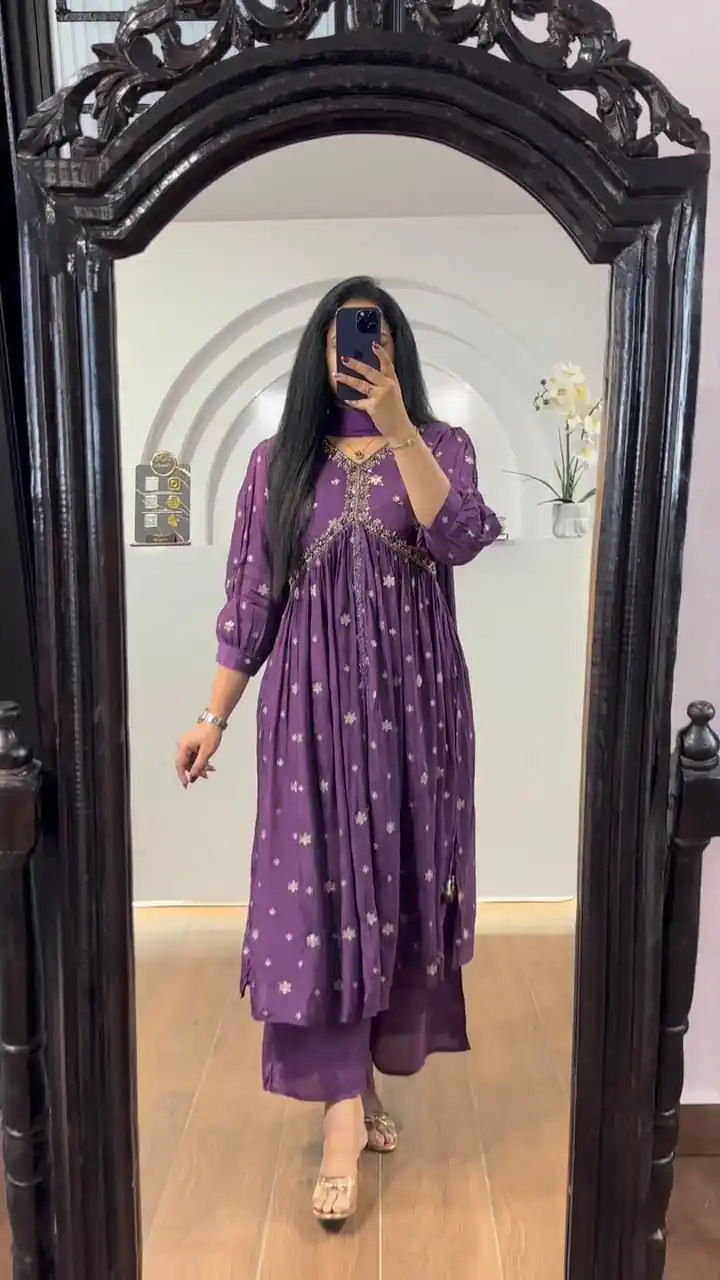 LG 1838 Purple Color Chinon Printed And Sequence Embroidery Salwar Suit Casual, Wedding, Festive, Events Expected Delivery 4-6 Working Days @1799/- | Jump Suits, Salwar suit, Designer Suits, Casual Suits, Creative suits, Palazzo Suits, Party Wear Suits, Patiala Suits, Straight Suits