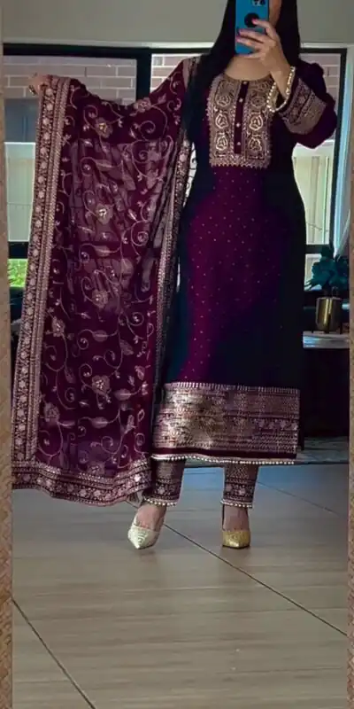 SRK 5165 Purple Color Georgette Embroidery Sequence Salwar Suit Wedding, Party, Festive, Events Expected Delivery 4-6 Working Days @ 2399/- | Salwar suit, Designer Suits, Casual Suits, Creative suits, Palazzo Suits, Party Wear Suits, Patiala Suits, Straight Suits