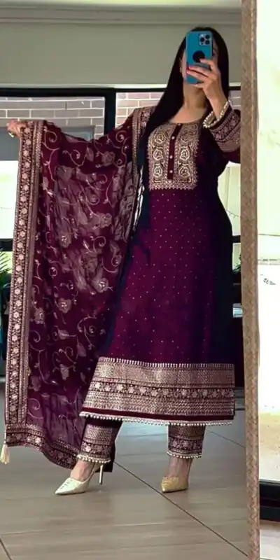 SRK 5165 Purple Color Georgette Embroidery Sequence Salwar Suit Wedding, Party, Festive, Events Expected Delivery 4-6 Working Days @ 2399/- | Salwar suit, Designer Suits, Casual Suits, Creative suits, Palazzo Suits, Party Wear Suits, Patiala Suits, Straight Suits