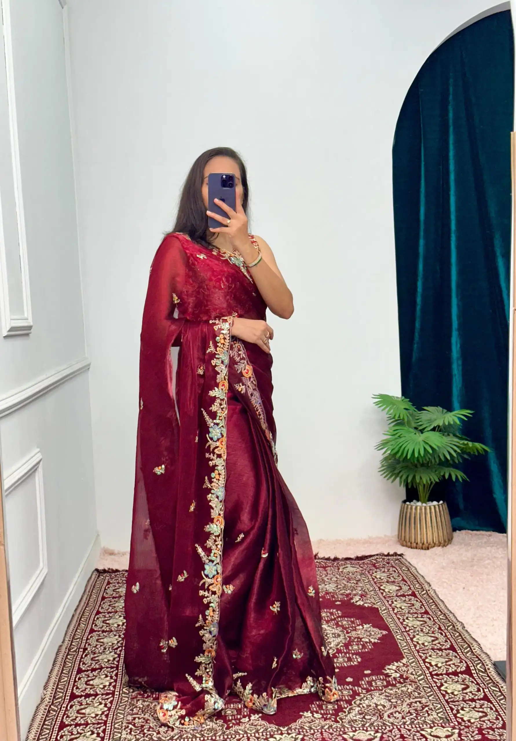 ST 472 Red Color Burberry With Blooming Embroidery Saree Casual, Wedding, Party, Festive, Events Etc. Expected Delivery 4-6 Working Days @1999/- | Sarees, Bollywood Sarees, Creative Sarees, Designer Sarees, Embroidered Sarees, Ethnic Saree, Modern Digital sarees, Party Wear Sarees