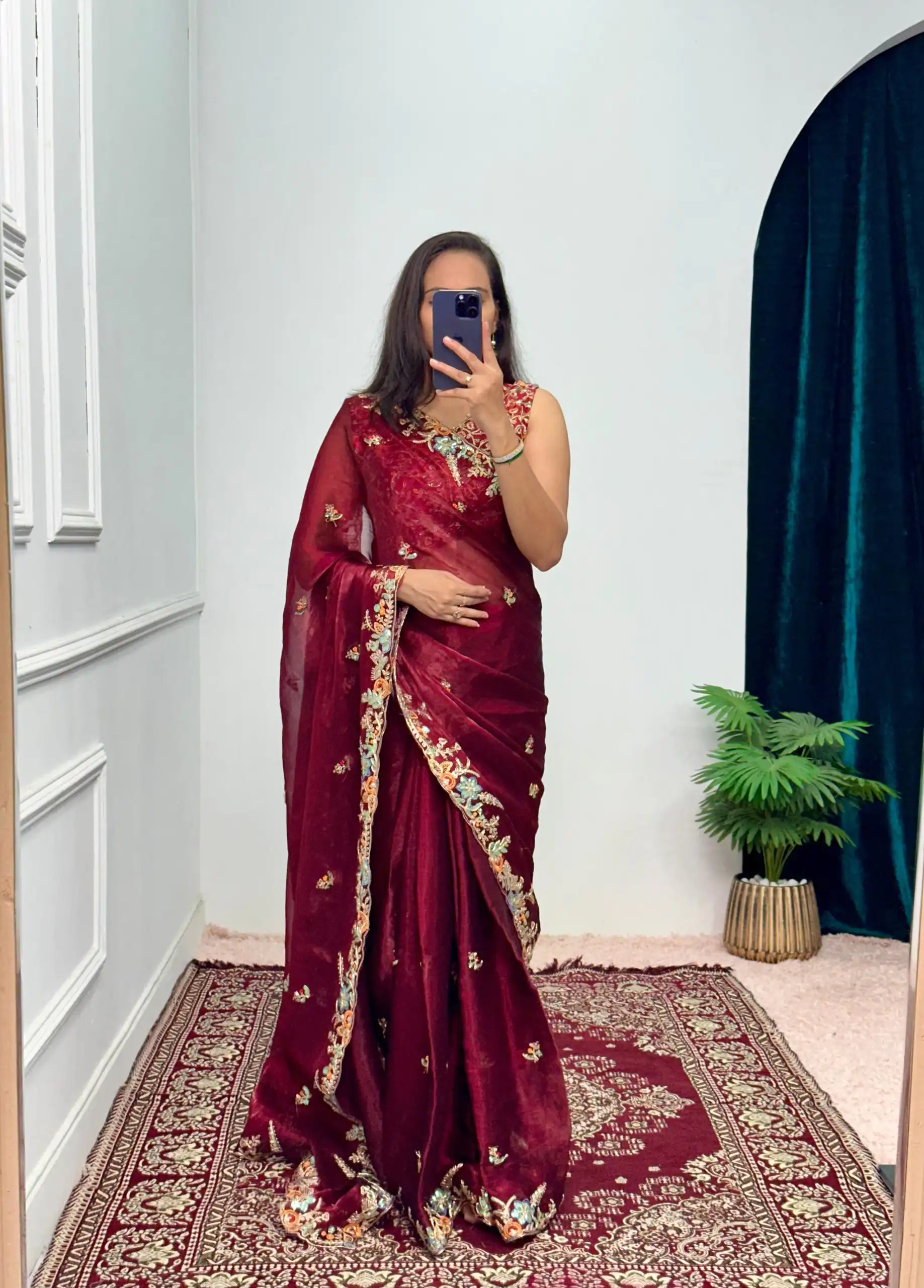 ST 472 Red Color Burberry With Blooming Embroidery Saree Casual, Wedding, Party, Festive, Events Etc. Expected Delivery 4-6 Working Days @1999/- | Sarees, Bollywood Sarees, Creative Sarees, Designer Sarees, Embroidered Sarees, Ethnic Saree, Modern Digital sarees, Party Wear Sarees