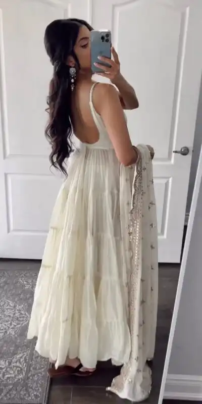 SSR 391 White Color Chinon Silk Embroidery Sequence Anarkali Suit Wedding, Party, Festive, Events Expected Delivery 4-6 Working Days @ 1849/- Only | Anarkali Suits, Bollywood Anarkali, Creative-Anarkali, Designer Anarkali, Embroidered Anarkali, Party Wear Anarkali, Straight Suits