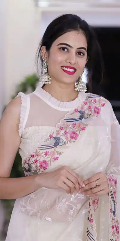 ST 455 White Color Georgette Cotton Thread Embroidery Saree Casual, Wedding, Party, Festive, Events Etc. Expected Delivery 4-6 Working Days @1949/- | Sarees, Bollywood Sarees, Creative Sarees, Designer Sarees, Embroidered Sarees, Ethnic Saree, Modern Digital sarees, Party Wear Sarees