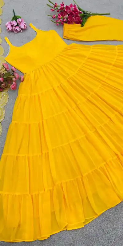 SSR 391 Yellow Color Chinon Silk Embroidery Sequence Anarkali Suit Wedding, Party, Festive, Events Expected Delivery 4-6 Working Days @ 1849/- Only | Anarkali Suits, Bollywood Anarkali, Creative-Anarkali, Designer Anarkali, Embroidered Anarkali, Party Wear Anarkali, Straight Suits