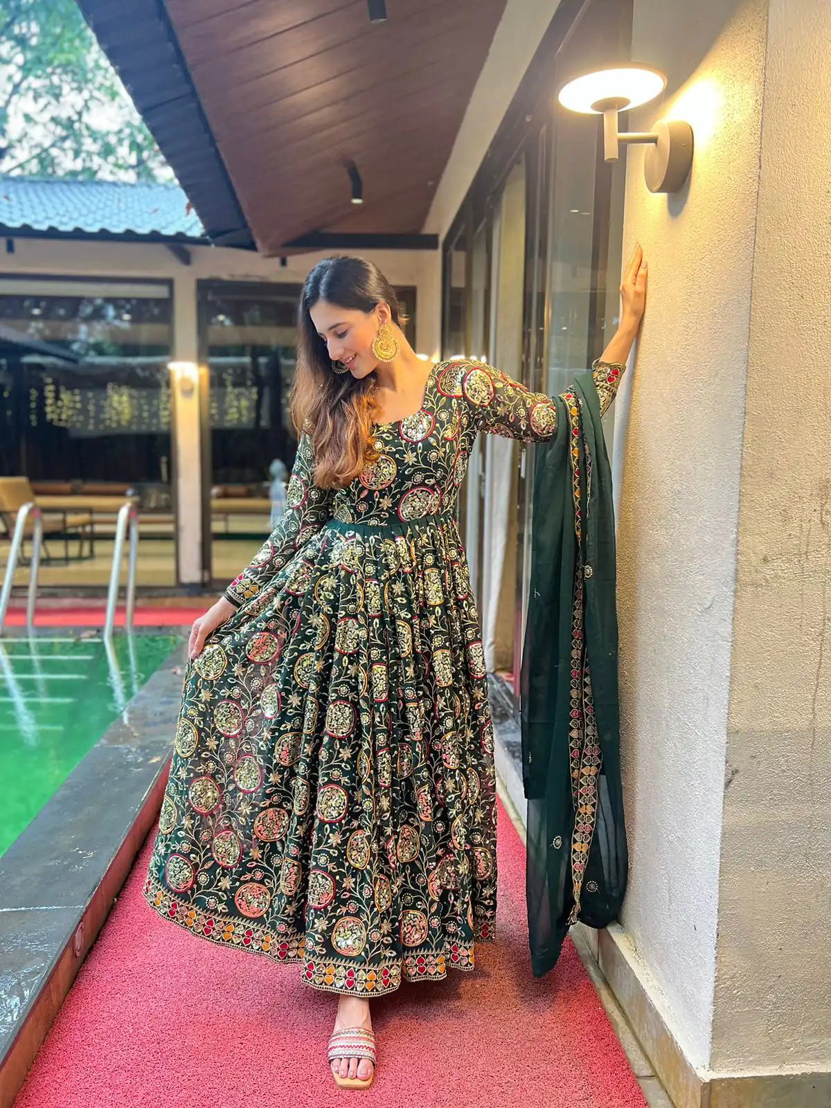 NF 1178 Green color Faux Georgette Embroidery Sequence Work Salwar Suit Casual, Wedding, Party, Festive, Events . Expected Delivery  4-6 Working Days @2349 | Jump Suits, Salwar suit, Designer Suits, Casual Suits, Creative suits, Palazzo Suits, Party Wear Suits, Patiala Suits, Straight Suits