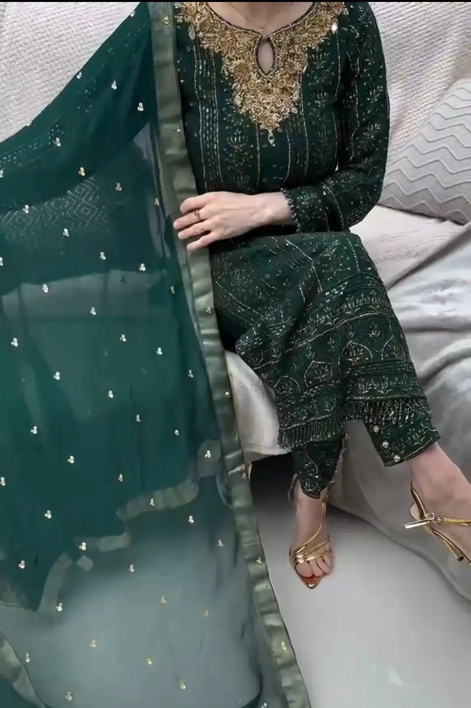 VLM 189 Green Color Georgette Embroidery Real Mirror Salwar Suit Wedding, Party, Festive, Events Expected Delivery 4-6 Working Days @ 2149/- Only | Salwar suit, Designer Suits, Casual Suits, Creative suits, Party Wear Suits, Straight Suits