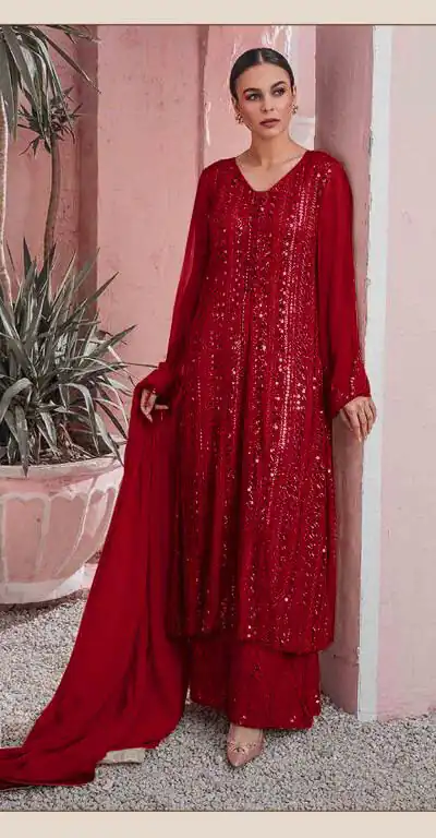 DS 001255 Maroon color Georgette Embroidered Sequence Salwar Suit Casual, Wedding, Party, Festive, Events . Expected Delivery  4-6 Working Days @1999/- | Salwar suit, Designer Suits, Casual Suits, Creative suits, Palazzo Suits, Party Wear Suits, Patiala Suits, Straight Suits