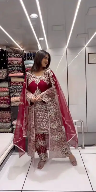 KD 1460 Red Color Faux Georgette Thread Sequence Work Salwar Suit Casual, Party, Wedding, Festive, Events Etc.  Expected Delivery 4-6 Working Days @2849/- | Salwar suit, Designer Suits, Casual Suits, Creative suits, Palazzo Suits, Party Wear Suits, Patiala Suits, Straight Suits