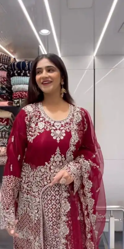 KD 1460 Red Color Faux Georgette Thread Sequence Work Salwar Suit Casual, Party, Wedding, Festive, Events Etc. Expected Delivery 4-6 Working Days @2849/- | Salwar suit, Designer Suits, Casual Suits, Creative suits, Palazzo Suits, Party Wear Suits, Patiala Suits, Straight Suits